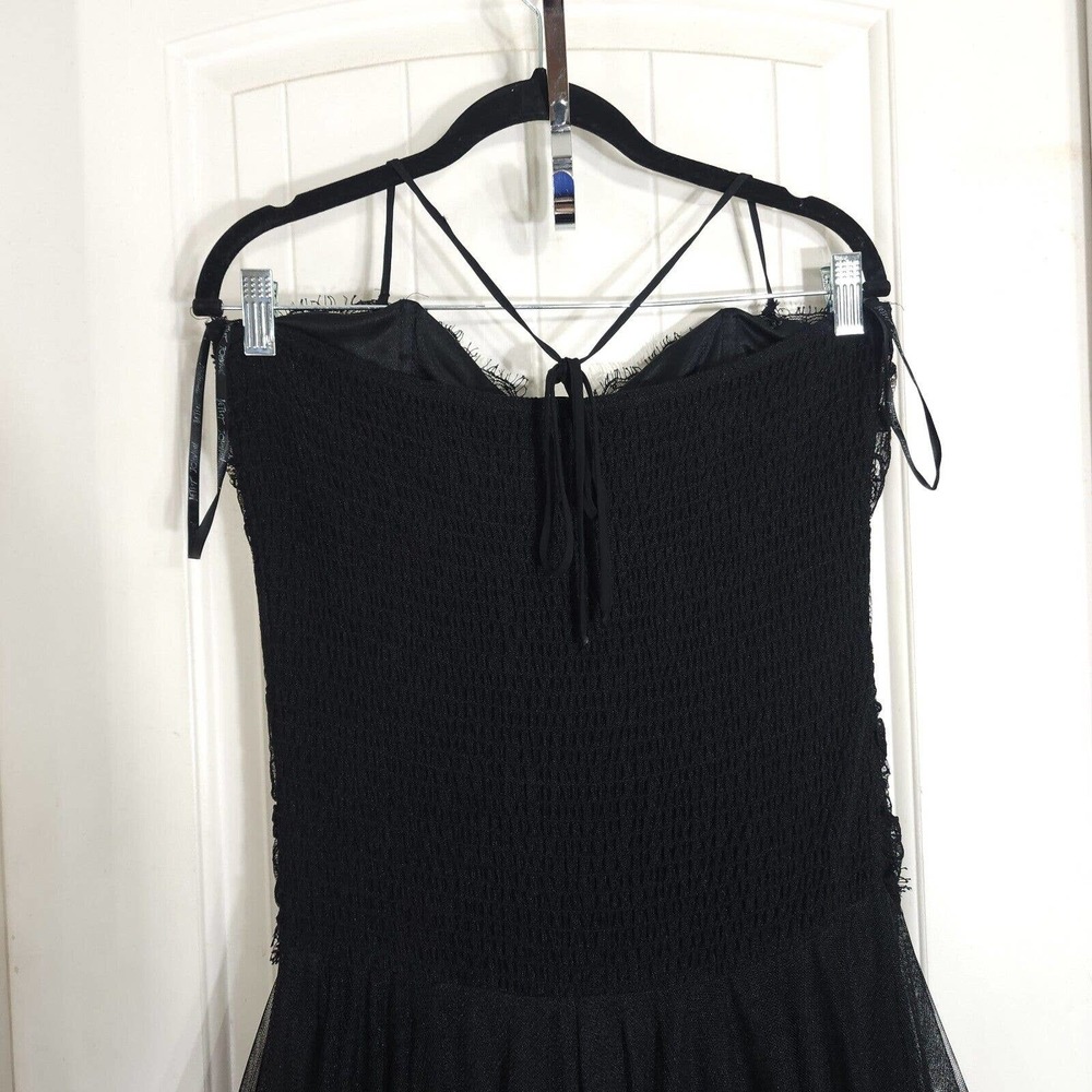 Betsey Johnson Womens Dress Vtg 90s Black Lace Tulle Midi Corset Mod Vamp Sz M - Picture 5 of 10